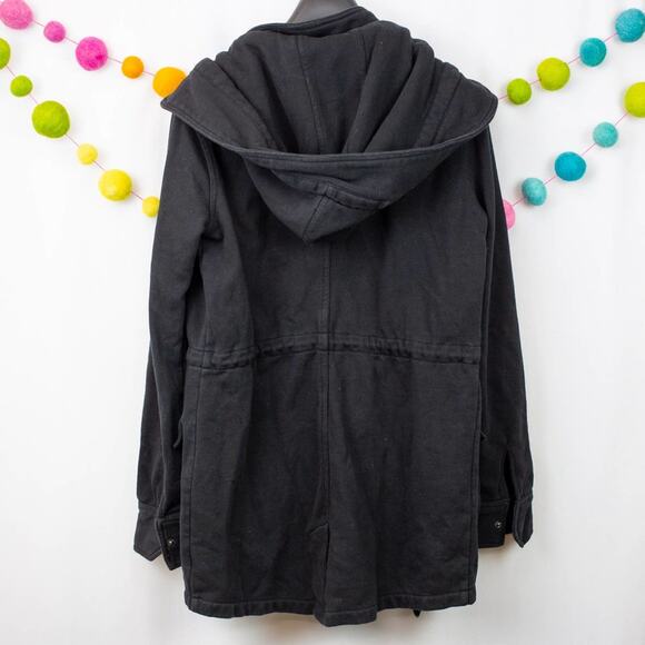 Hurley Black Sweatshirt Jacket Detachable Hood Snap Up Shacket Small Women's - Picture 3 of 6